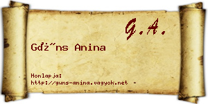 Güns Anina névjegykártya